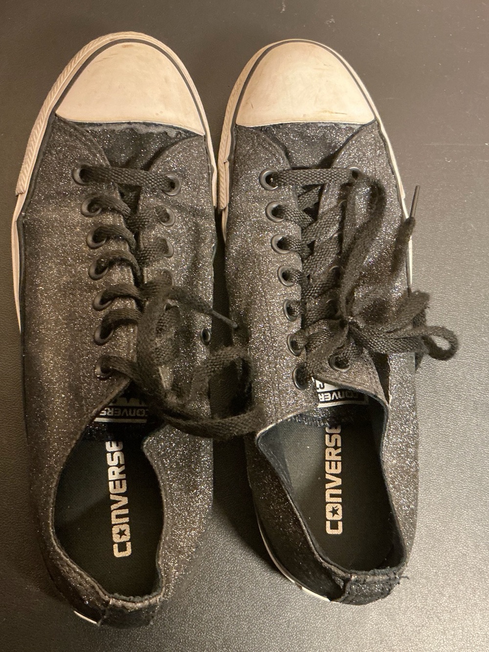 Converse Black Glitter Low Top Sneakers